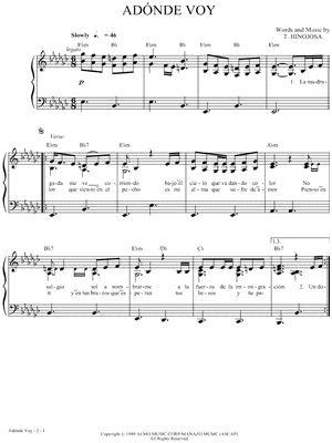Adónde Voy by Linda Ronstadt - Sheet Music