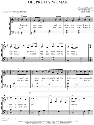 Oh, Pretty Woman by Roy Orbison - Sheet Music