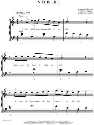 In This Life by Bette Midler - Sheet Music