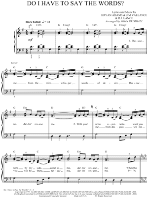 Do I Have To Say the Words? by Bryan Adams - Sheet Music