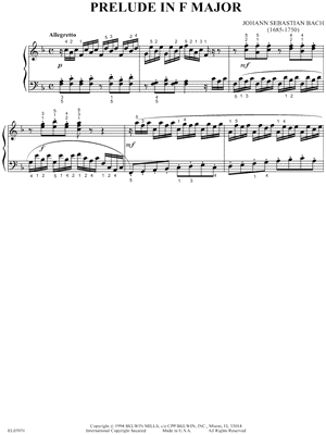 Prelude In F Major by Johann Sebastian Bach - Sheet Music