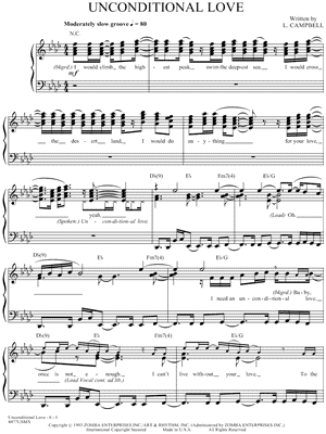 Unconditional Love by L. Campbell - Sheet Music