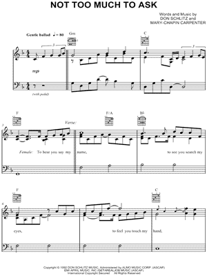 Not Too Much To Ask by Mary Chapin Carpenter - Sheet Music