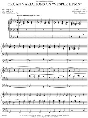Organ Variations on "Vesper Hymn" by Dmytro S. Bortniansky - Sheet Music