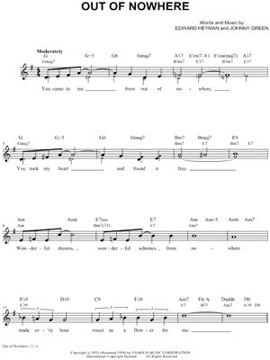 Out of Nowhere by Edward Heyman - Sheet Music