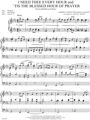 I Need Thee Every Hour and 'Tis the Blessed Hour of Prayer by Robert Lowry - Sheet Music