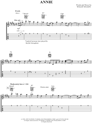 Annie by Willie Nelson - Sheet Music