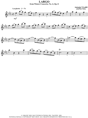Winter from The Four Seasons (Largo) by Antonio Vivaldi - Sheet Music