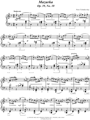 Mazurka by Peter Ilyich Tchaikovsky - Sheet Music