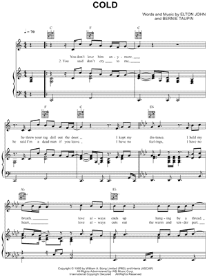 Cold by Elton John - Sheet Music