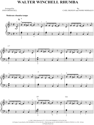 Walter Winchell Rhumba by Carl Sigman - Sheet Music