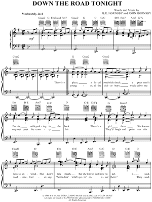 Down the Road Tonight by Bruce Hornsby - Sheet Music