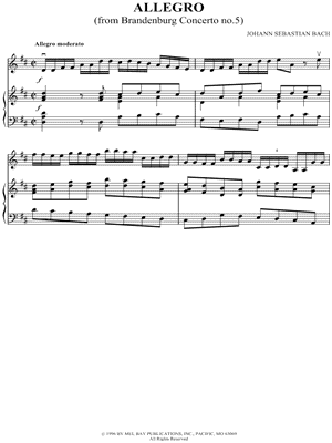 Allegro from Brandenburg Concerto No. 5 by Johann Sebastian Bach - Sheet Music