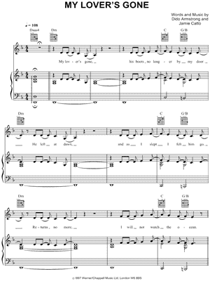 My Lover's Gone by Dido - Sheet Music