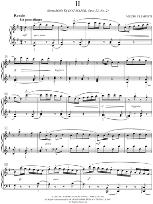Sonata in G Major, Opus 25, No. 2: II. Rondo by Muzio Clementi - Sheet Music