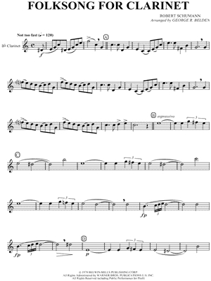 Folksong for Clarinet by Robert Schumann - Sheet Music