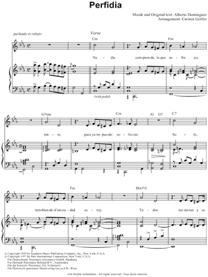 Perfidia by Alberto Dominguez - Sheet Music