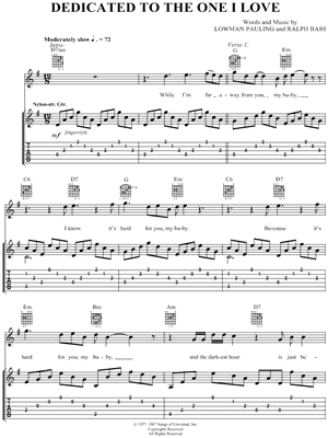 Dedicated To the One I Love by Lowman Pauling - Sheet Music