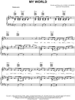My World by Avril Lavigne - Sheet Music