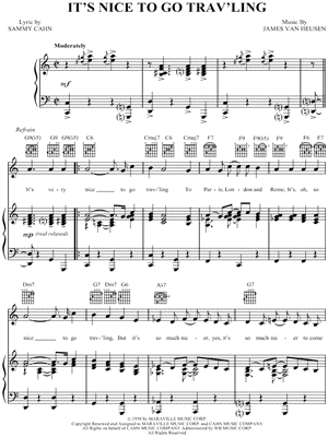 It's Nice To Go Trav'Ling by James Van Heusen - Sheet Music