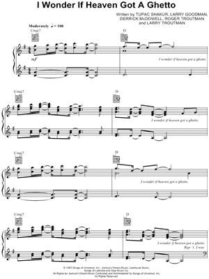 I Wonder If Heaven Got a Ghetto by 2Pac - Sheet Music