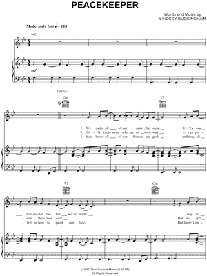Peacekeeper by Fleetwood Mac - Sheet Music