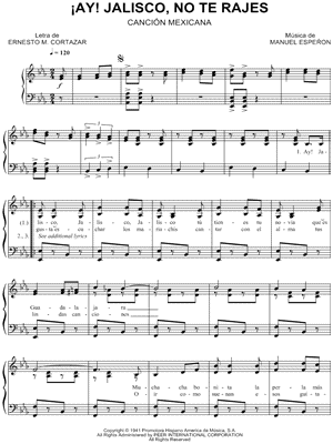 Ay! Jalisco, No Te Rajes by Manuel Esperon - Sheet Music