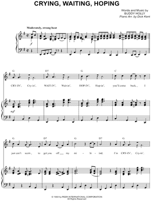 Crying, Waiting, Hoping by Buddy Holly - Sheet Music
