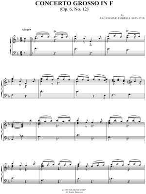 Concerto Grosso In F (For Piano) by Arcangelo Corelli - Sheet Music