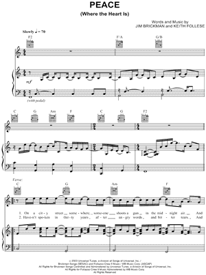 Peace (Where the Heart Is) by Jim Brickman - Sheet Music