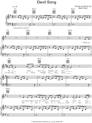 Devil Song by Beth Orton - Sheet Music