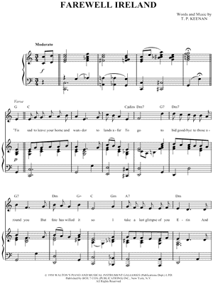 Farewell Ireland by The Dubliners - Sheet Music