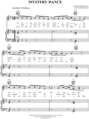 Mystery Dance by Elvis Costello - Sheet Music