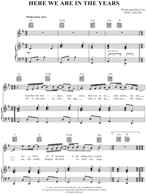 Here We Are In the Years by Neil Young - Sheet Music