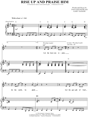 Rise Up and Praise Him by Paul Baloche - Sheet Music