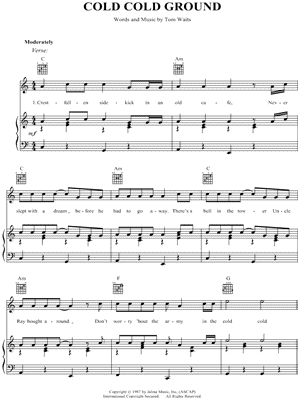 Cold Cold Ground by Tom Waits - Sheet Music