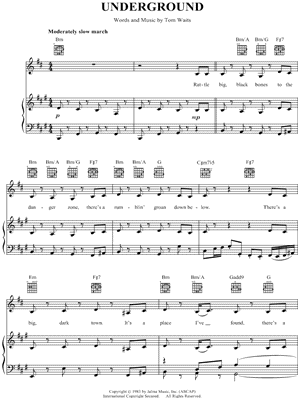 Underground by Tom Waits - Sheet Music