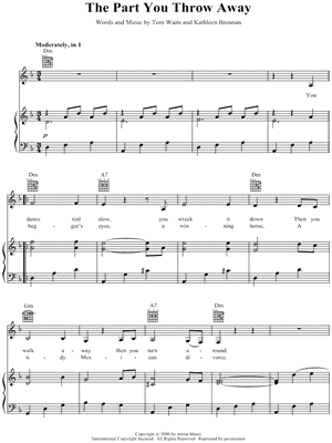 The Part You Throw Away by Tom Waits - Sheet Music