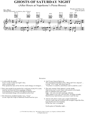 Ghosts of Saturday Night by Tom Waits - Sheet Music