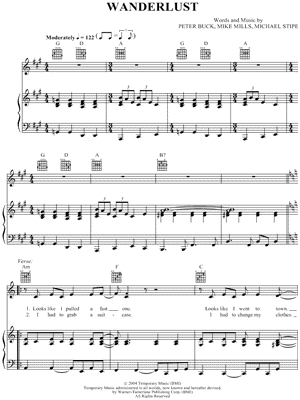 Wanderlust by R.E.M. - Sheet Music
