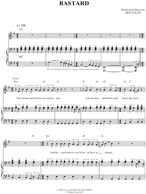 Bastard by Ben Folds - Sheet Music