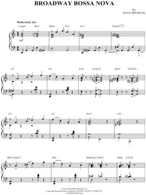 Broadway Bossa Nova by Dave Brubeck - Sheet Music