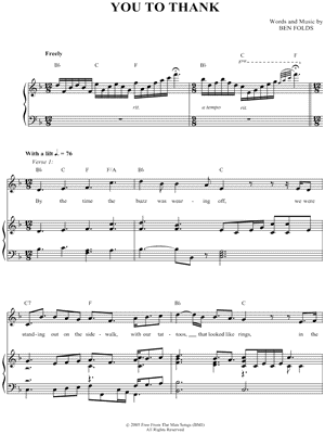You To Thank by Ben Folds - Sheet Music
