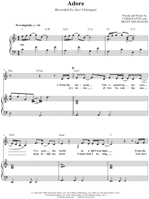 Adore by Jaci Velasquez - Sheet Music