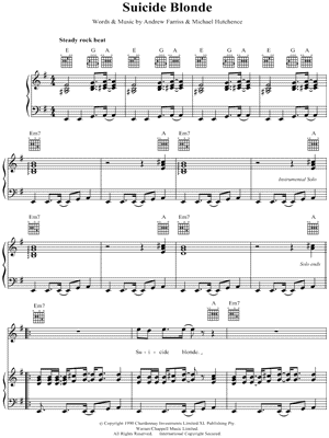 Suicide Blonde by INXS - Sheet Music
