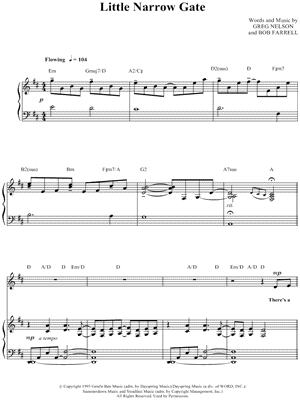 Little Narrow Gate by Sandi Patty - Sheet Music