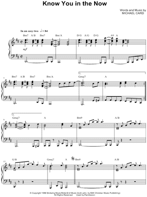 Know You In the Now by Michael Card - Sheet Music