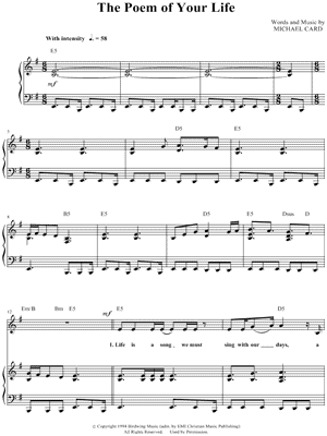The Poem of Your Life by Michael Card - Sheet Music