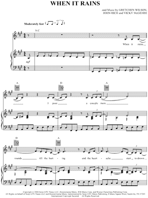 When It Rains by Gretchen Wilson - Sheet Music