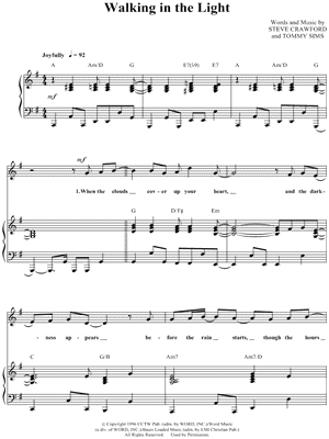 Walking In the Light by Anointed - Sheet Music